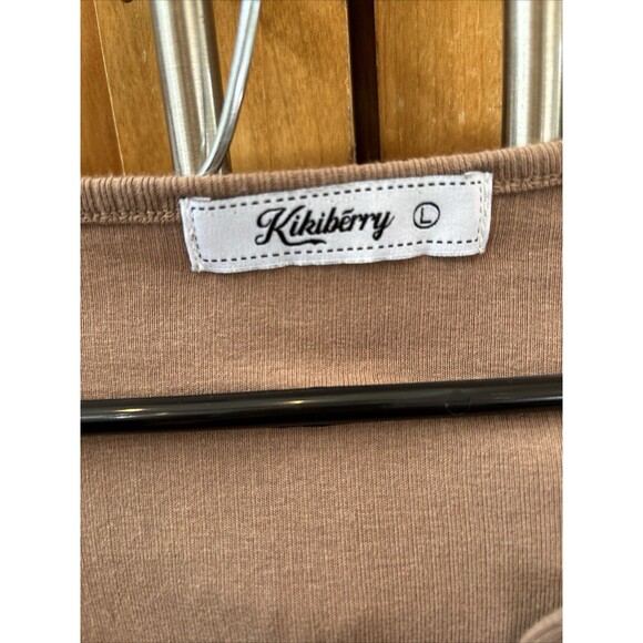 Kikiberry Lounge Sleep Set L Chocolate Brown Top Shorts Stretch Drawstring - Picture 3 of 14